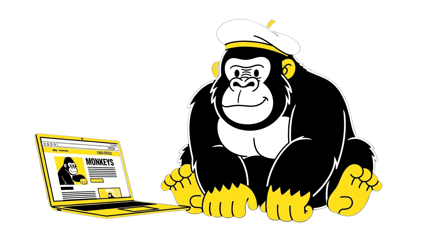 gorila frente a la computadora