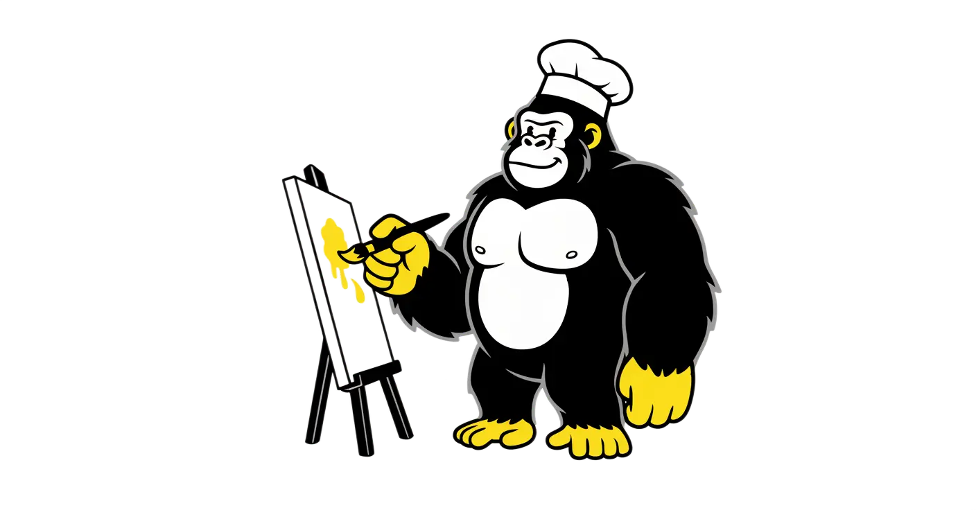 gorila pintando en un cuadro
