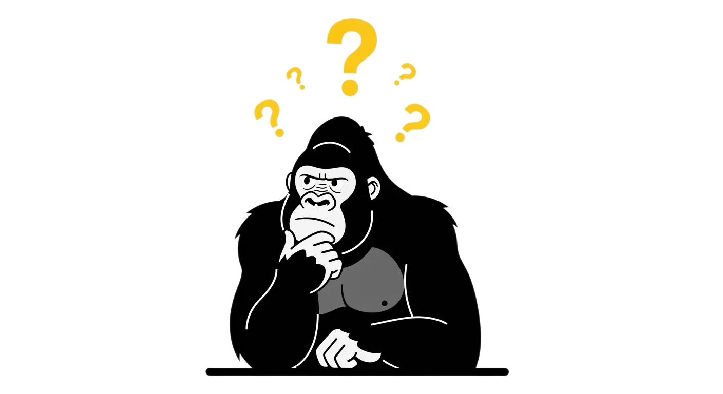 Gorila con signos de interrogacion