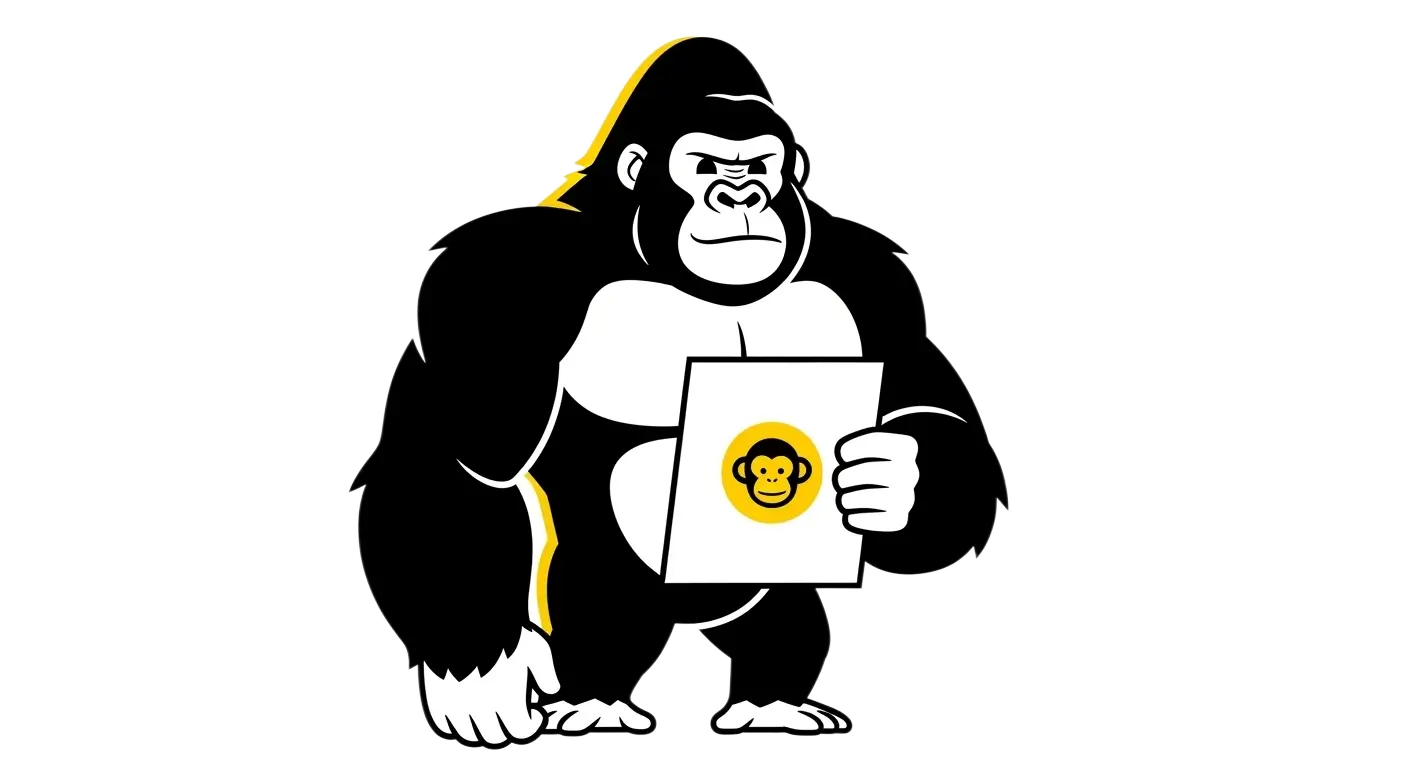 Gorila con un logotipo de un monito