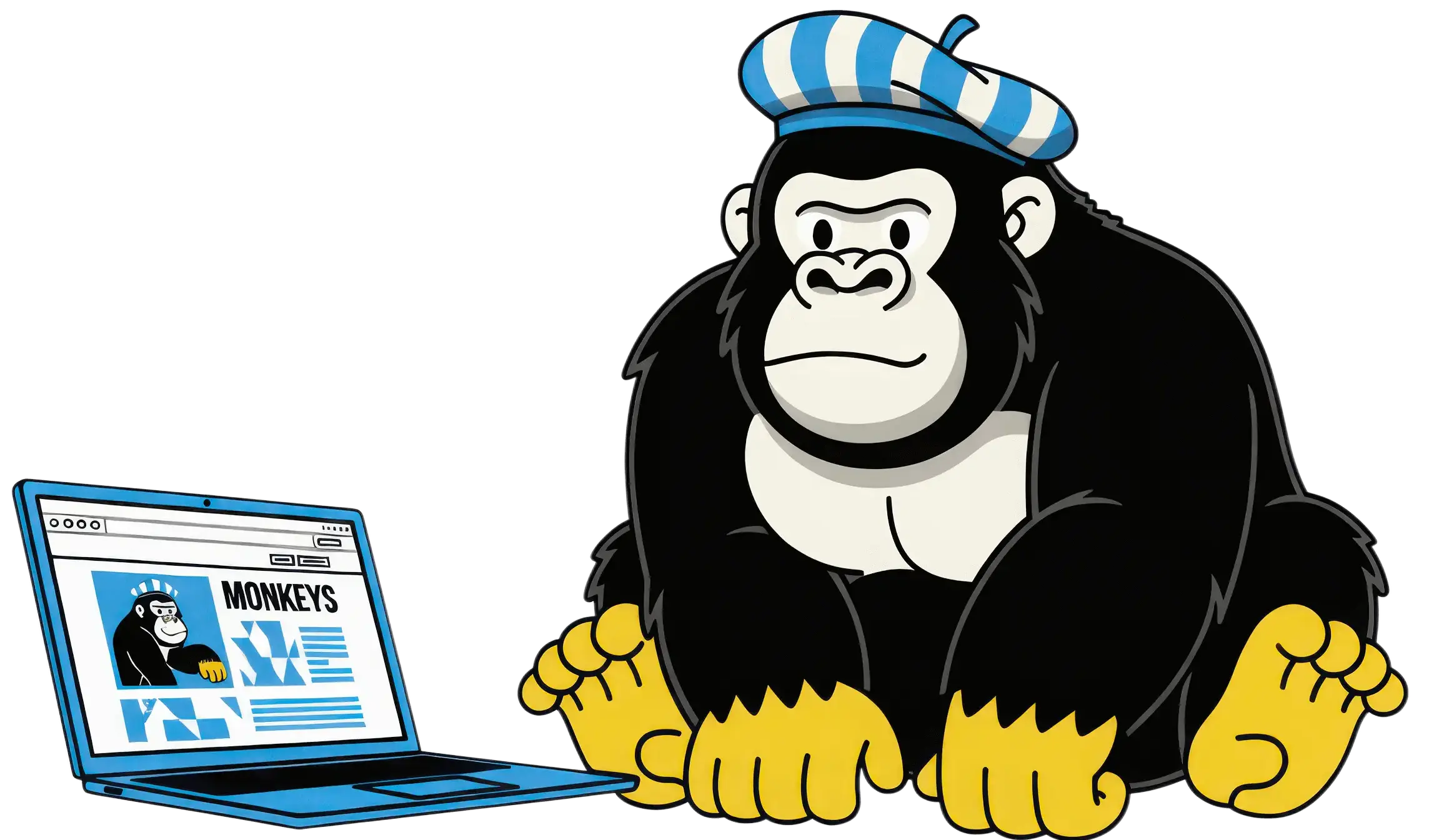 gorila con gorro de pintor