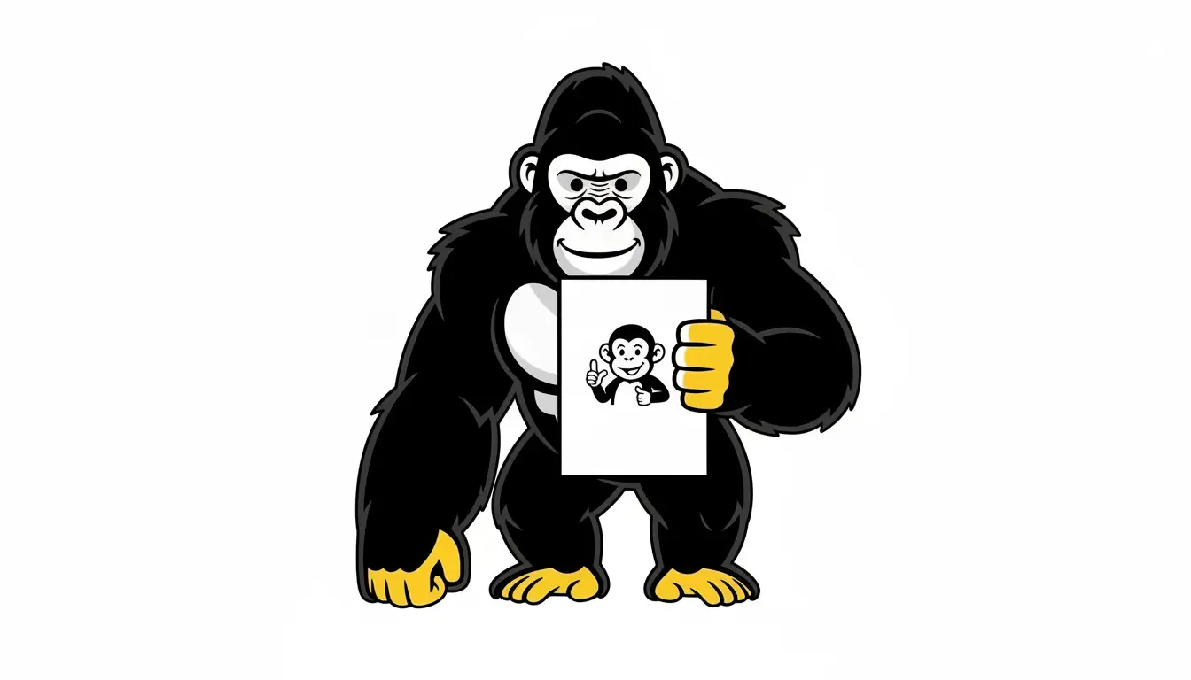 gorila con hoja de papel en la mano
